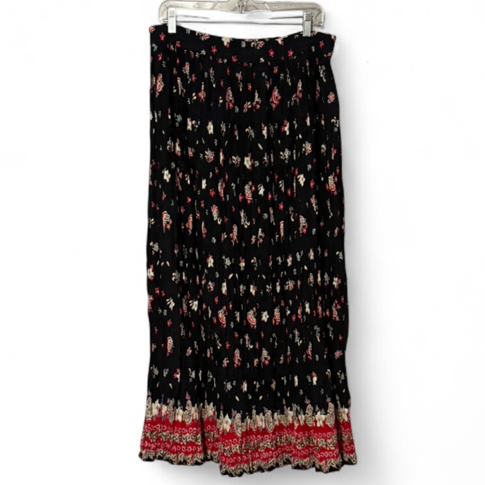 Vintage Ozark Mountain Dark Floral Western Broomstick Maxi Skirt